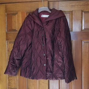 Winter Jacket in Burgundy with Hood Size XL